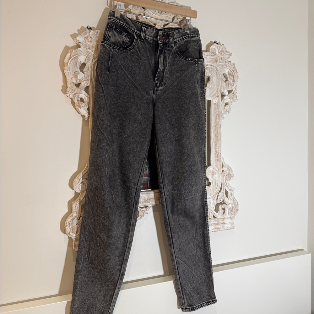High-rise straight leg gray jeans